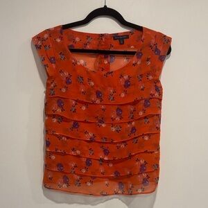 American Eagle Outfitters Orange Floral Layered Blouse